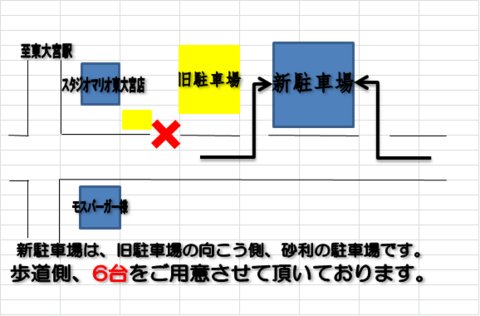 スタジオマリオ東大宮店 駐車場の位置が変わります さいたま 東大宮店 埼玉県 七五三 お宮参りの記念写真ならスタジオマリオ