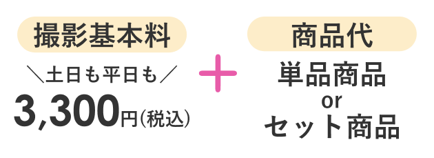 撮影基本料金税込3,300円+商品代