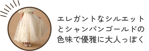 エレガントなシルエットとシャンパンゴールドの色味で優雅に大人っぽく